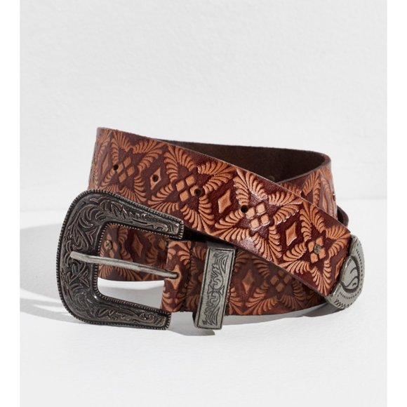 NWT Free People Outlaw Embossed Belt / Cognac - Picture 2 of 4